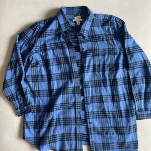 Blue Plaid LLBean Flannel Shirt—Size XL